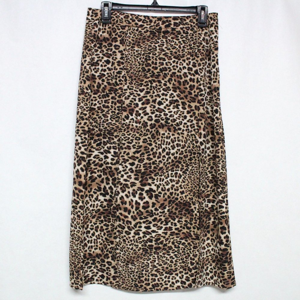 Nasty Gal Collection Size 8 Animal Cat Print 2 Front Slits 31" Long Midi Skirt